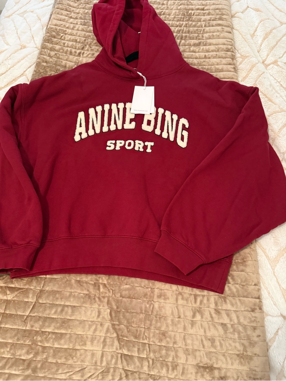 Anine Bing NWT Alec Hoodie In Red Cotton - Picture 5 of 8